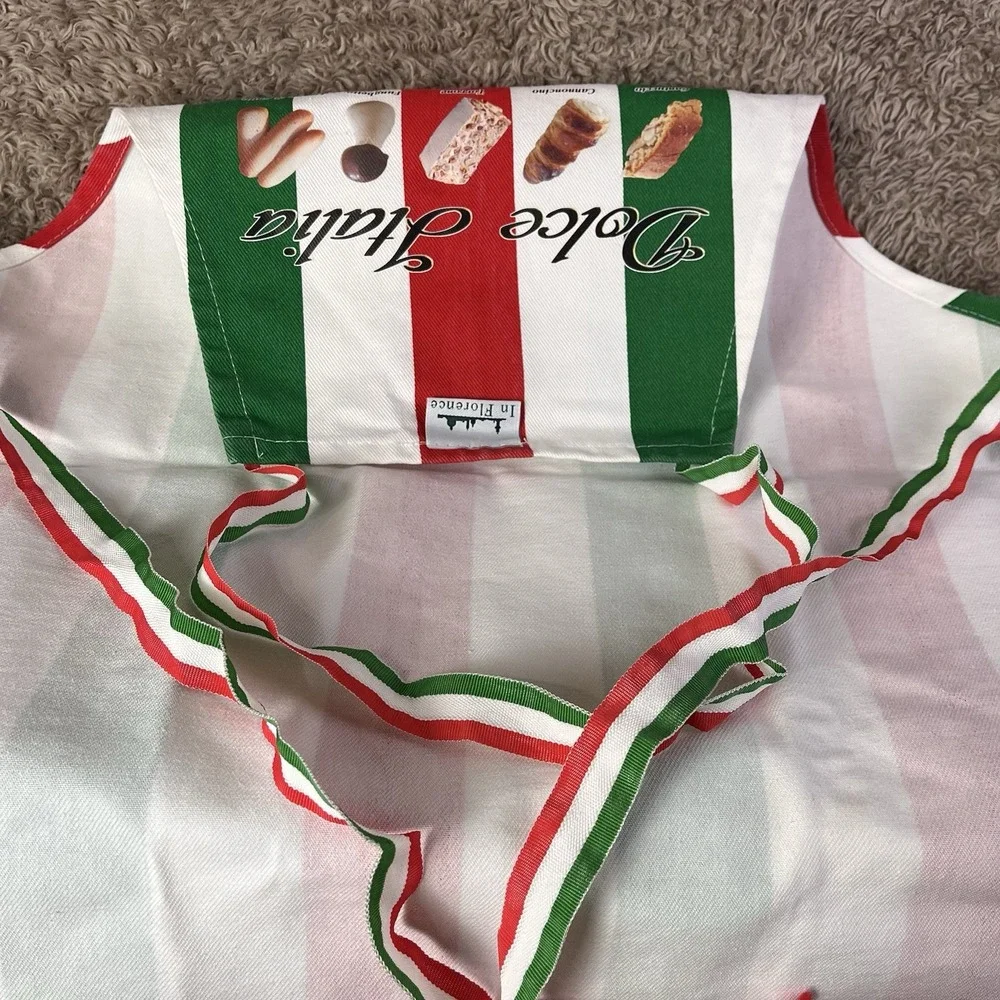 Dolce Italia Florence Bar Apron Red White Green Flag of Italy Striped Sweets